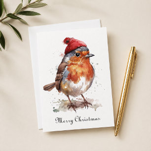 Gemütlicher Wald-Rotkehlchen-Weihnachten Feiertagskarte