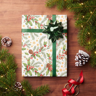 Gemütlicher Wald-Weihnachten Zapfen & Zweige Geschenkpapier