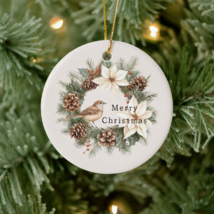 Gemütlicher warmer Weihnachts-Weihnachtsstern Tann Keramik Ornament