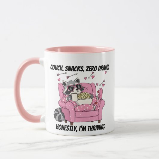 Gemütlicher Waschbär-Valentins-Pyjama-Sofa-Snack Tasse (Links)