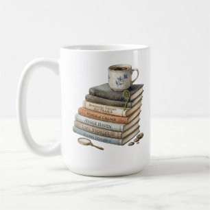 Gemütlicher Wasserfarben-Buchstapel mit Teetasse H