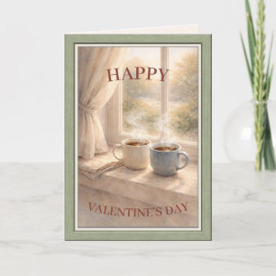 Gemütlicher Wasserfarben-Kaffee-Valentinstag für P Karte