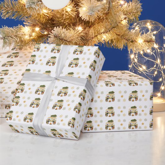 Gemütlicher Weihnachts-Camper Geschenkpapier (Feiertage)