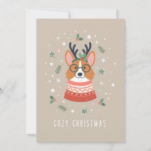 Gemütlicher Weihnachts-Corgi Feiertagskarte