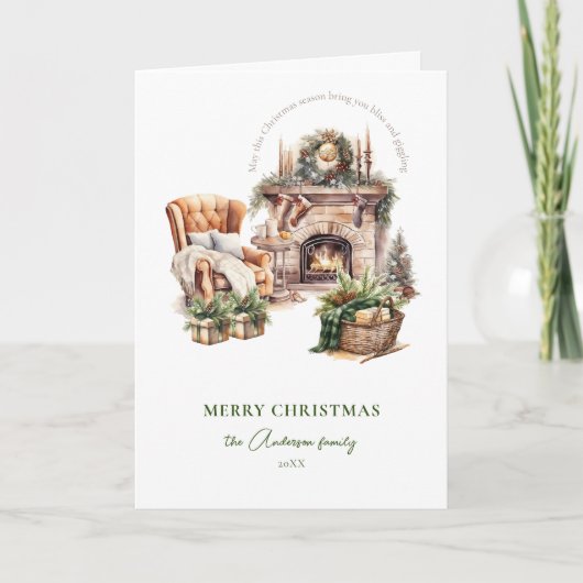 Gemütlicher Weihnachts-Foto Feiertagskarte (Vorderseite)