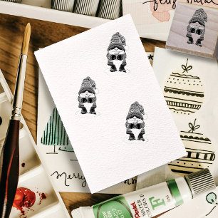 Gemütlicher Weihnachts-Gnom Rot Grün Winter Niedli Gummistempel