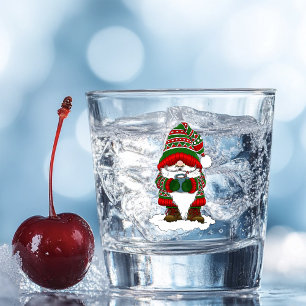 Gemütlicher Weihnachts-Gnom Rot Grün Winter Niedli Schnapsglas