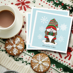 Gemütlicher Weihnachts-Gnom Rot Grün Winter Niedli Serviette