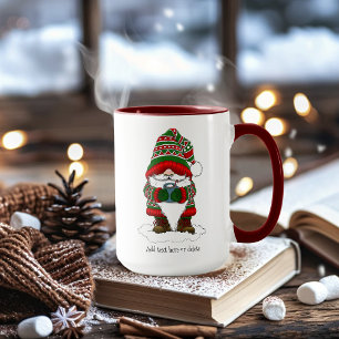 Gemütlicher Weihnachts-Gnom Rot Grün Winter Niedli Tasse