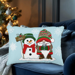Gemütlicher Weihnachts-Gnom Schneemann Winterfeier Dekokissen