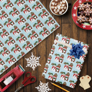 Gemütlicher Weihnachts-Gnom Schneemann Winterurlau Geschenkpapier