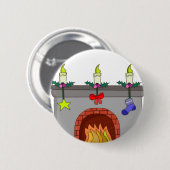 Gemütlicher Weihnachts-Kamin Button (Vorne & Hinten)