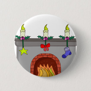 Gemütlicher Weihnachts-Kamin Button