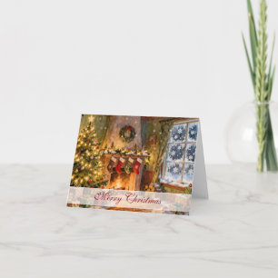 Gemütlicher Weihnachts-Kamin-Zauber Dankeskarte