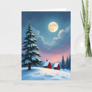 Gemütlicher Weihnachts-Wintermond Karte
