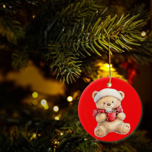 Gemütlicher Weihnachtsbär persönlich Keramik Ornament