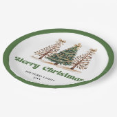 Gemütlicher Weihnachtsbaum Editierbarer Benutzerna Pappteller (Schrägansicht)