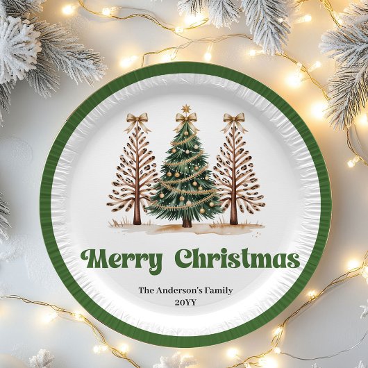 Gemütlicher Weihnachtsbaum Editierbarer Benutzerna Pappteller