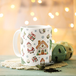 Gemütlicher Weihnachtsbaum Gingerbread Haus Santa  Kaffeetasse