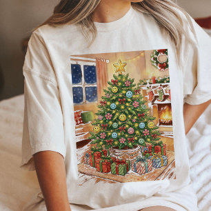 Gemütlicher Weihnachtsbaum mit lächelnden Ornament Tri-Blend Shirt