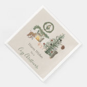 Gemütlicher Weihnachtsbaum Rustikaler Kamin Weihna Serviette (Ecke)