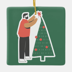 Gemütlicher Weihnachtsbaumschmuck Keramikornament