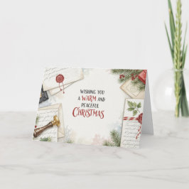 Gemütlicher Weihnachtsbrief Schreibtisch Wasserfar Feiertagskarte