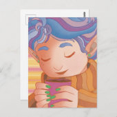 Gemütlicher Weihnachtself Postkarte (Vorne/Hinten)