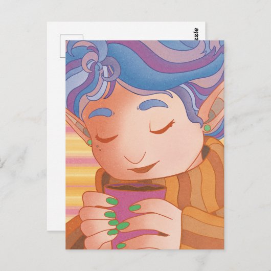 Gemütlicher Weihnachtself Postkarte (Vorne/Hinten)