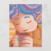 Gemütlicher Weihnachtself Postkarte (Vorderseite)