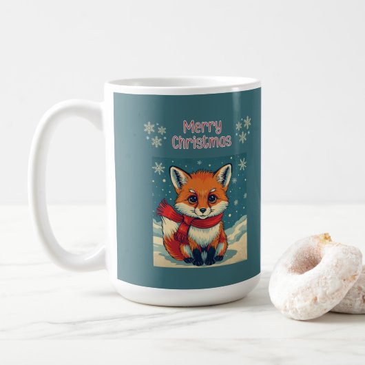 Gemütlicher Weihnachtsfuchs-Becher Kaffeetasse (Mit Donut)