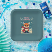 Gemütlicher Weihnachtsfuchs-Papierteller Pappteller (Party)