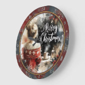Gemütlicher Weihnachtsgirl-Pullover Große Wanduhr (Winkel)