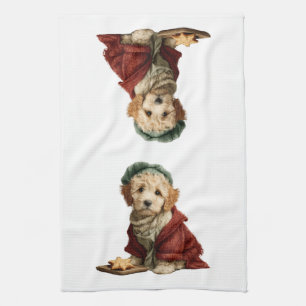 Gemütlicher Weihnachtshund Winterhund Geschirrtuch