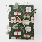 Gemütlicher Weihnachtskamin, Geschenke & Bäume Url Geschenkpapier Set (Beispiel)