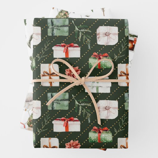 Gemütlicher Weihnachtskamin, Geschenke & Bäume Url Geschenkpapier Set (Beispiel)