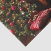 Gemütlicher Weihnachtskamin mit Strümpfen Decoupag Seidenpapier (Detail)