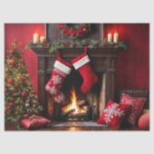 Gemütlicher Weihnachtskamin mit Strümpfen Decoupag Seidenpapier (Vorderseite)