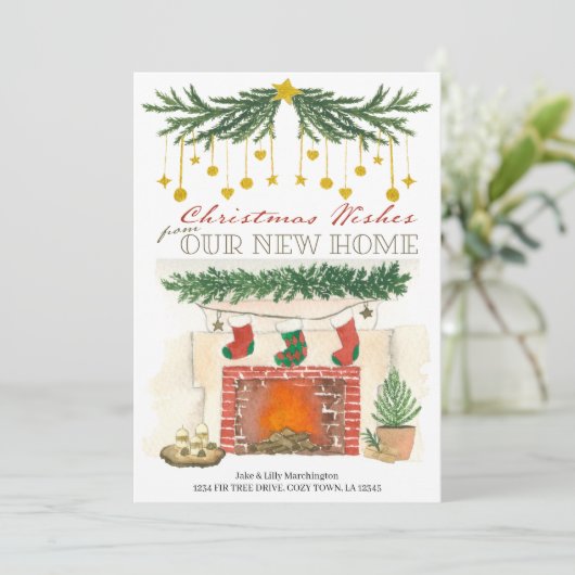 Gemütlicher Weihnachtskamin Neue Zuhause Holiday M Ankündigung (Stehend Vorderseite)