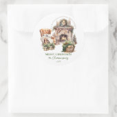 Gemütlicher Weihnachtskamin Personalisiert Runder Aufkleber (Tasche)