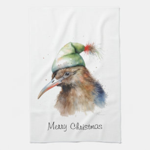 Gemütlicher Weihnachtskiwi, individuell Geschirrtuch