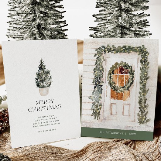 Gemütlicher Weihnachtskranz Non-Foto-Urlaubskarte Karte