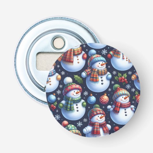 Gemütlicher Weihnachtsmann aus Schnee Flaschenöffner (Vorderseite)