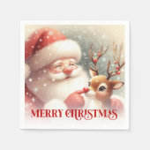Gemütlicher Weihnachtsmann Rudolph Feierabend Dinn Serviette (Vorderseite)