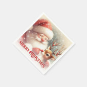 Gemütlicher Weihnachtsmann Rudolph Feierabend Dinn Serviette (Ecke)