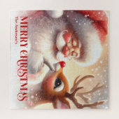 Gemütlicher Weihnachtsmann Rudolph Personalisierte Puzzle (Horizontal)