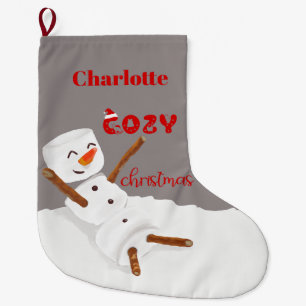 Gemütlicher Weihnachtsmann Schneemann Weihnachtsst Großer Weihnachtsstrumpf