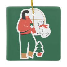 Gemütlicher Weihnachtsschmuck mit Mädchen