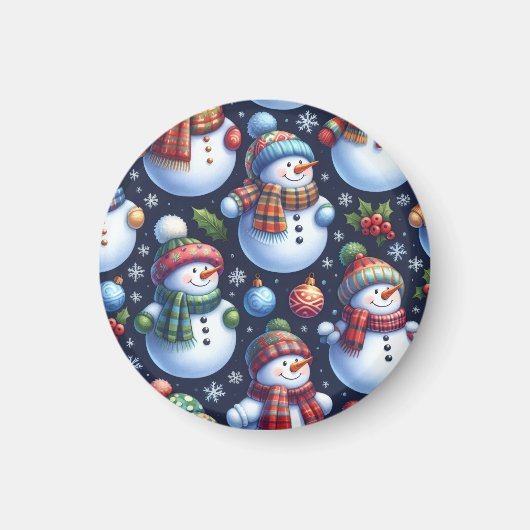 Gemütlicher Weihnachtsschneemann Magnet (Vorne)