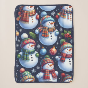 Gemütlicher Weihnachtsschneemann Sherpadecke